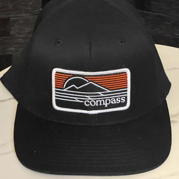 New Mountain Sunset Patch Trucker Hat Compass Retro Hiking black one size - Picture 4 of 8